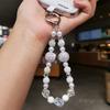 Pearl crystal mobile phone lanyard, short sparkling diamond bead bracelet, women's wrist anti lost hanging accessory