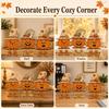 2D Flat 3Pcs Cute Halloween Wooden Pumpkin Sign Desk Tabletop Ornament Spooky Ghost Desktop Decor Festival Party Pack