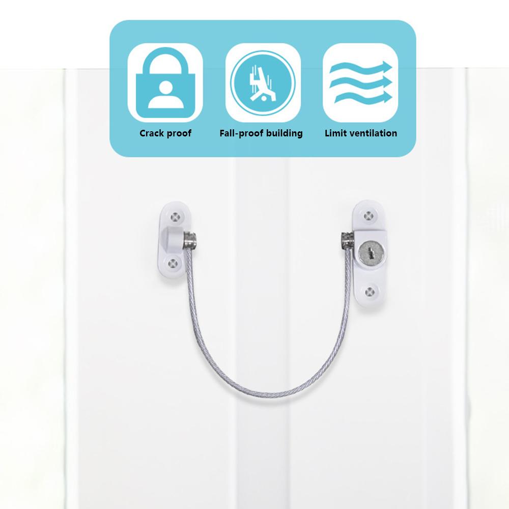 

FQ5 Zinc Alloy Steel Wire Window Cabinet Door Kids Safety Lock with Keys White