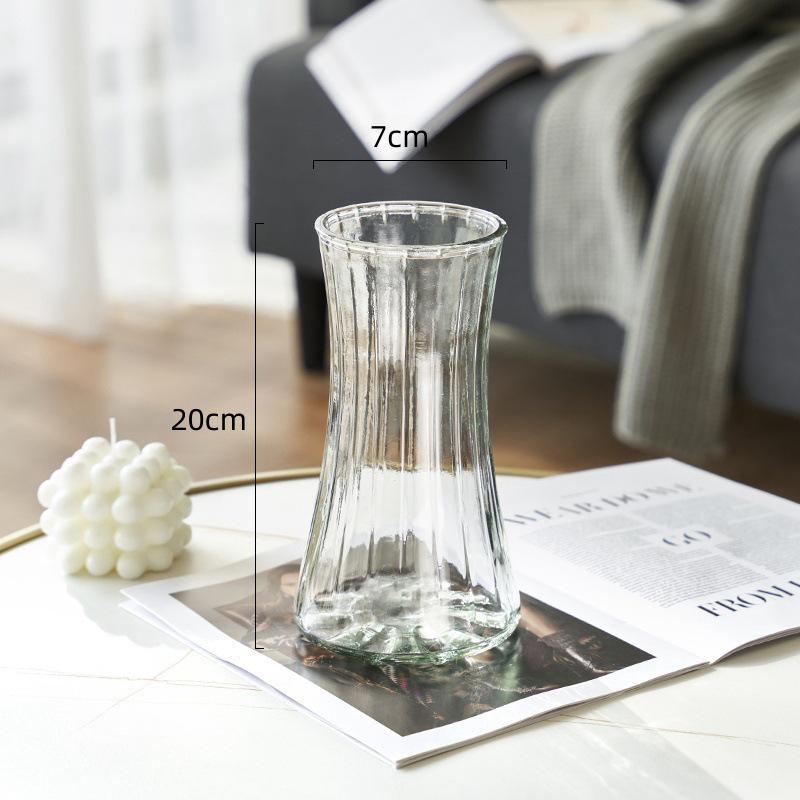 Nordic Cone-Shaped Transparent Glass Vase for Lucky Bamboo and Flowers