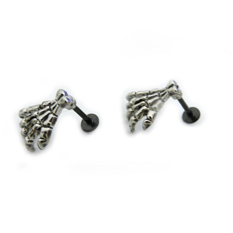Women Skull Hand Lip Piercing Jewelry Punk Piercing Skeleton Lip Labret