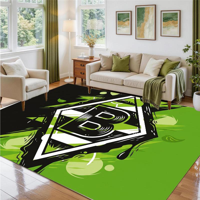 Borussia Mönchengladbach Design Crystal Velvet Rug Soft Decorative Mat for Bedroom Entrance