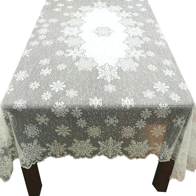 1 Stück Weihnachtsessen Party Vintage Tischdecke Tischdecke Polyester Heimdeko Schneeflockenspitze Weihnachten