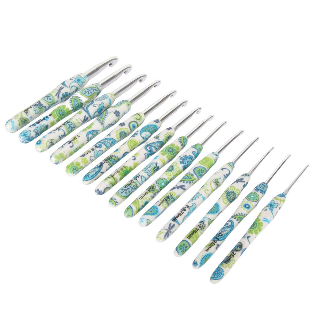 14Pcs Crochet Hook Set 2.25 to 10mm Ergonomic Handle Smoothing Aluminium Crochet Needle Set for