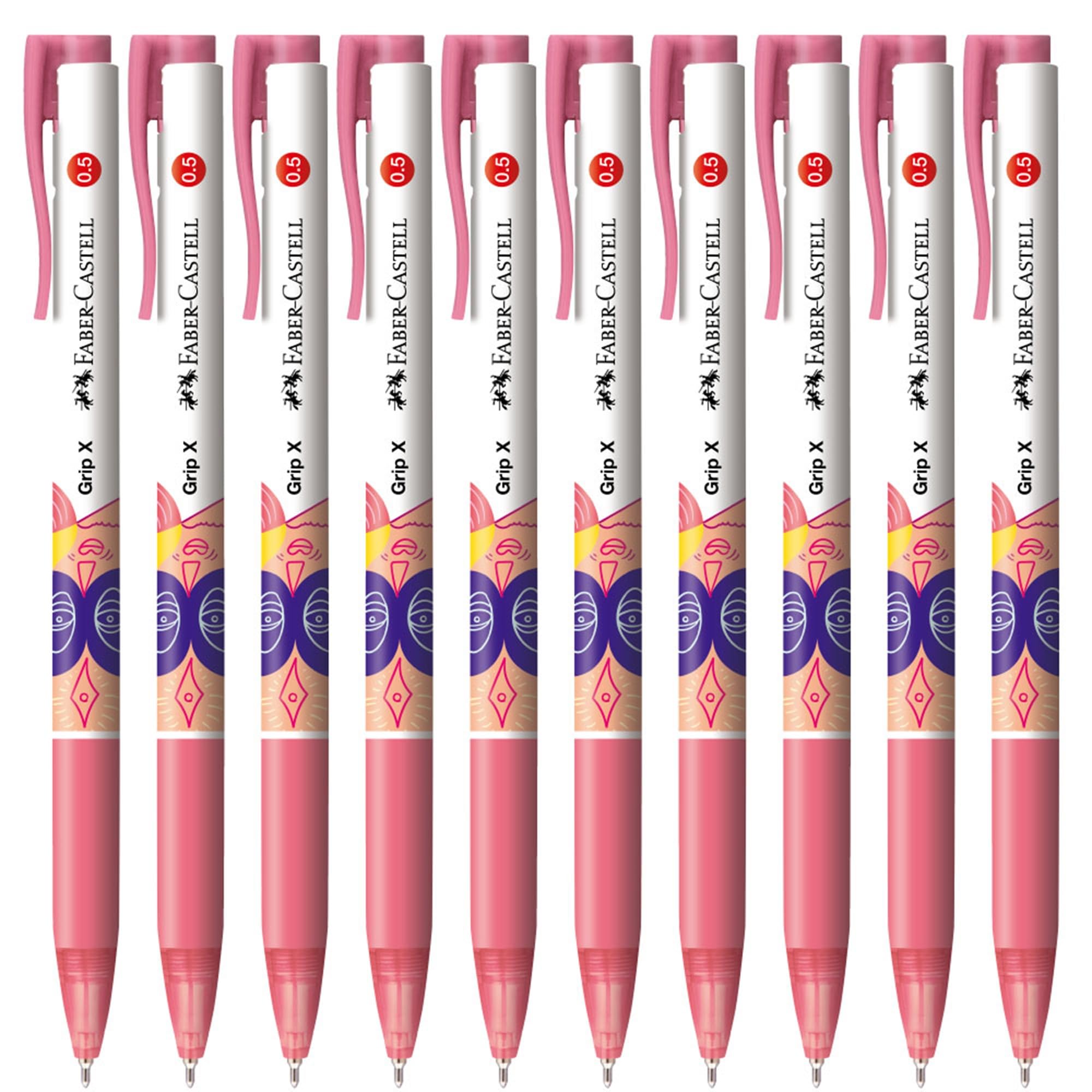 

Faber-Castell Grip X Oil-Based Ballpoint Pen, Red, 0.5mm, Pack of 10, 27111029