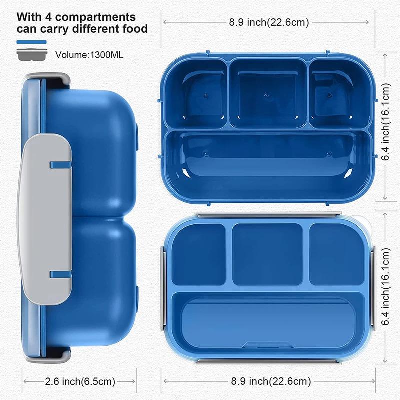A Large Capacity Bento Box of 81 Ounces, Suitable for Adults, Children, and Toddlers, with 4 Compartments