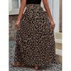 High-Waisted Leopard Print Slit Skirt