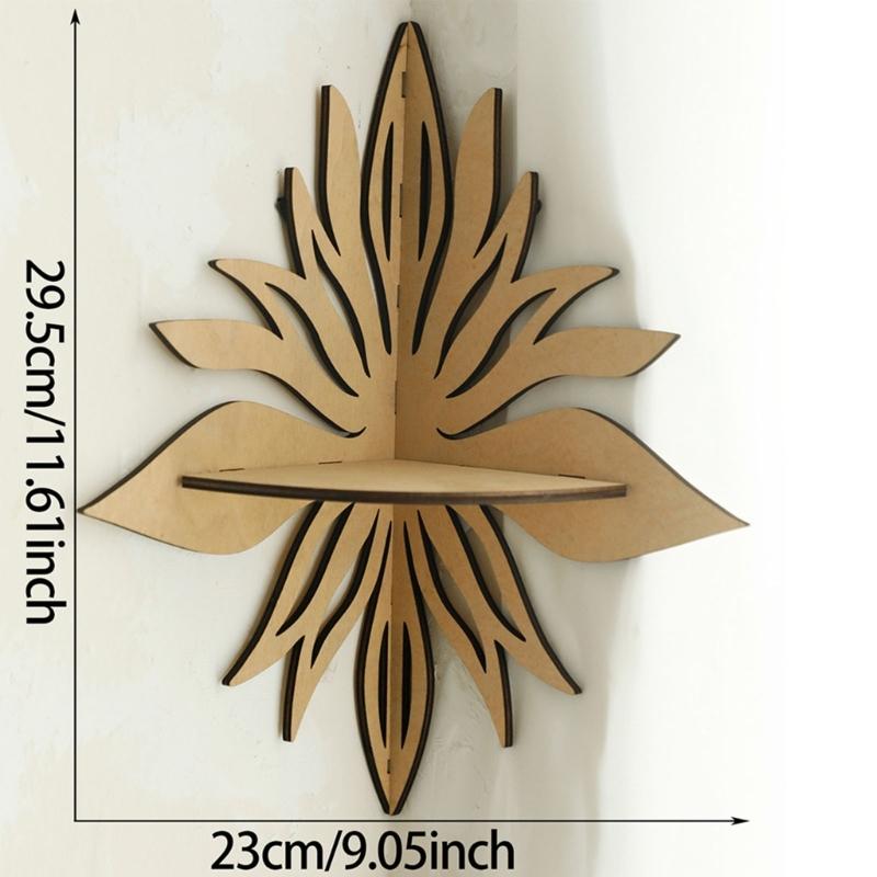 Artistic Carved Hollowed Flower Corner Shelf Wall Mounted Storage Rack Home Decors Crystal Display Floating Organizers