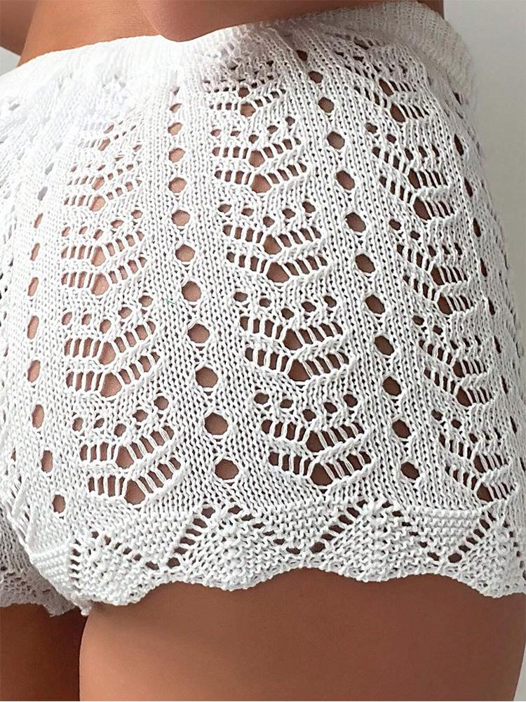 2025 Zomer Dames Effen Kleur Gebreide Strand Bikini Broek