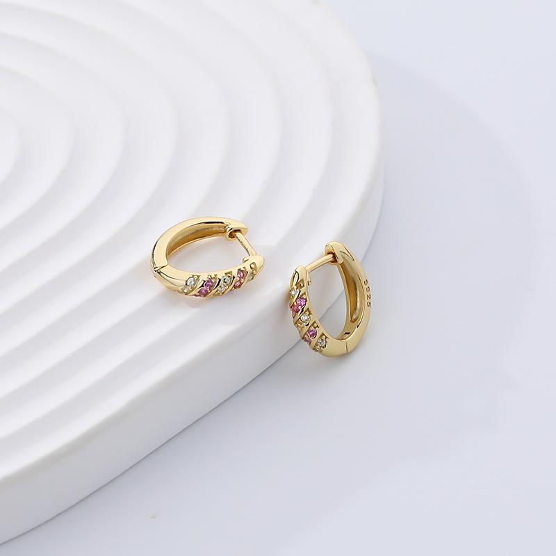 

Серьги-гвоздики с микронабором из цветного циркония для женщин с U-образными пряжками 925 Silver