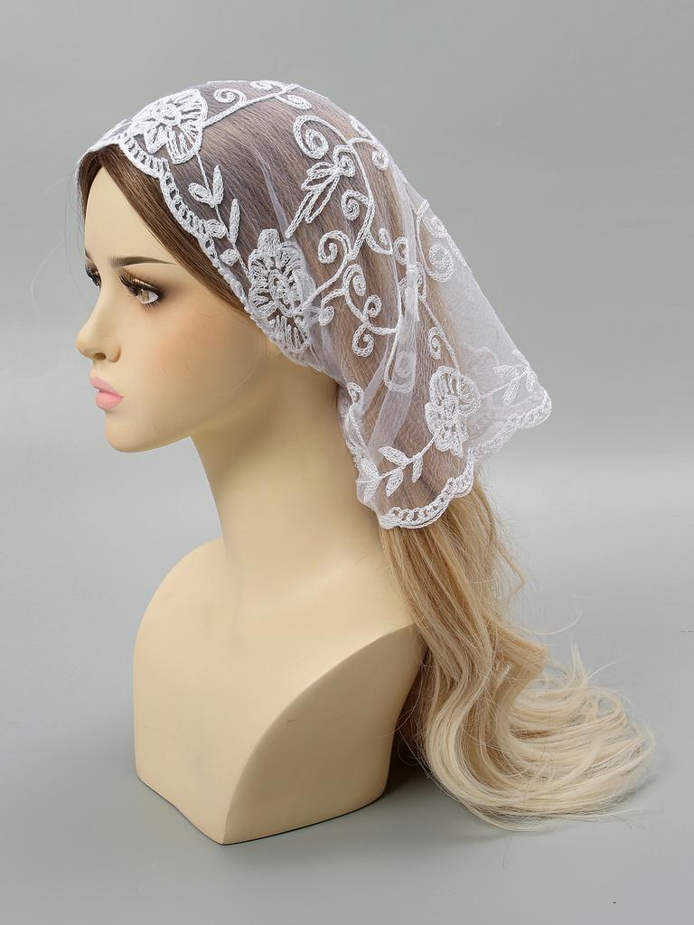 French Lace Triangle Scarf Embroidered Flower Lace Scarf Small Shawl Crochet Head Scarf Headwraps Bandana For Women