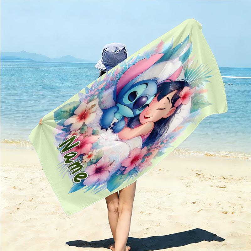 Personalized Lilo Stitch Dreamscape Beach Towel Microfiber Beach Towel Thin Absorbent for Beach Swimming Yoga Bath Sports. 0910305