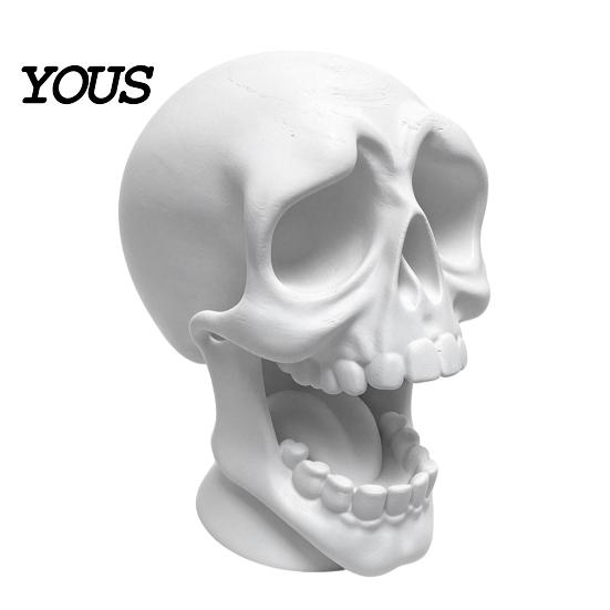 Gothic Desktop Decor 3D Printed Open Mouth Skull Headphone Stand, Skeleton Organizer for Men Organizer, DIY Paintable Ornament Gaming Room