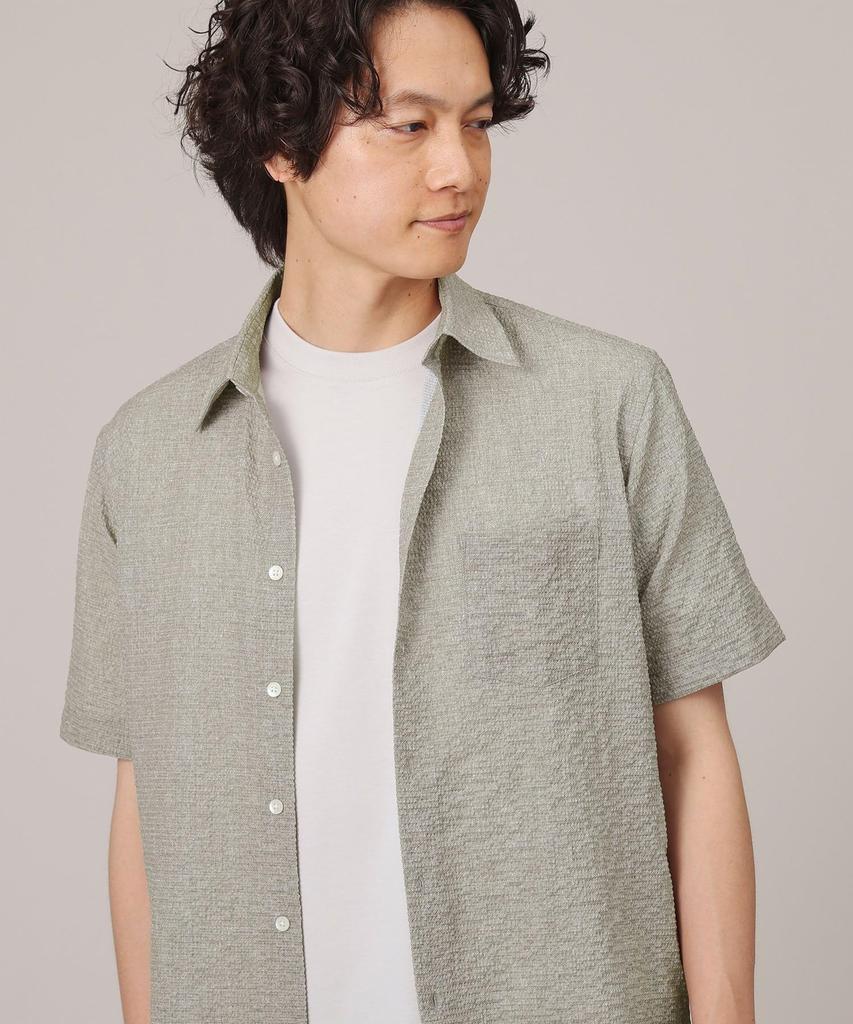 Takeo Kikuchi Men's Ripple Casual Shirt (Solid, Check, Botanical Pattern) 07081511, Red (261) 04 (LL)