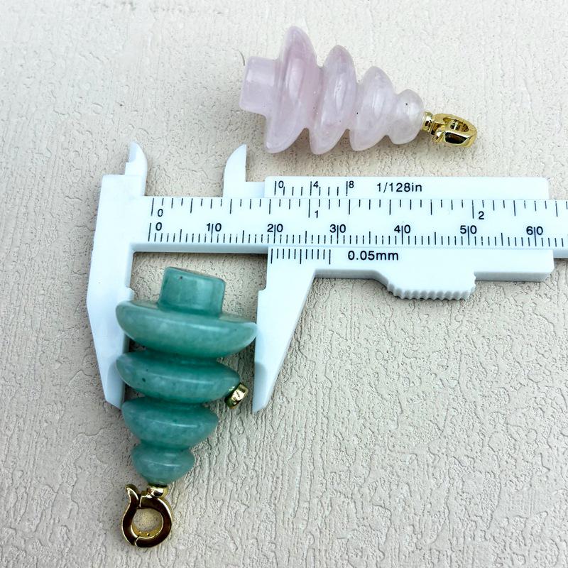 Natural Pink Crystal & Tiger Eye Christmas Tree Pendant with Clavicle Chain