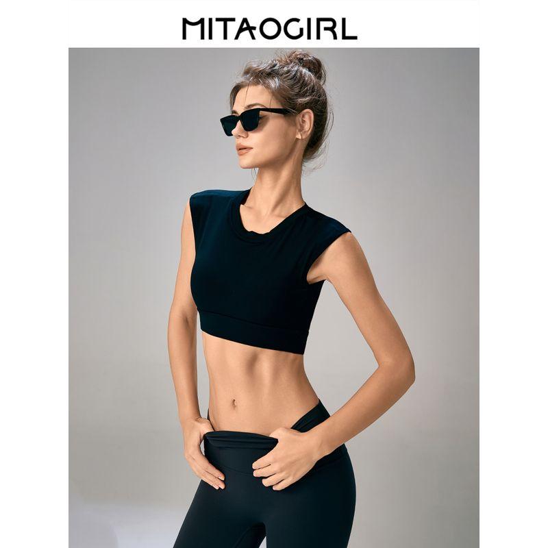 Mitaogirl Kendall Sexy Beauty Back Yoga Clothes Summer Sleeveless Top Women's Sports T-shirt Short Sleeve Quick-Drying Workout Clothes