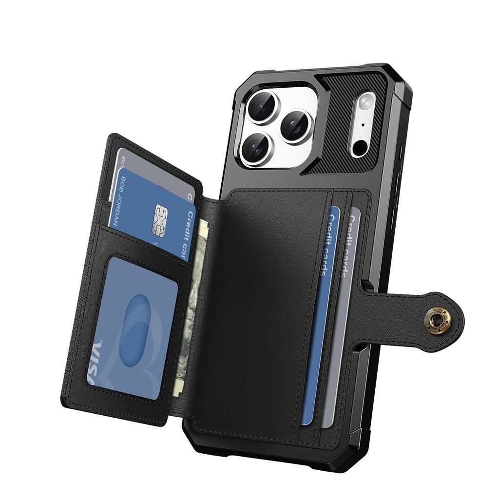 For iPhone 17 Pro Case with Card Holder PU Leather + TPU Phone Back Cover