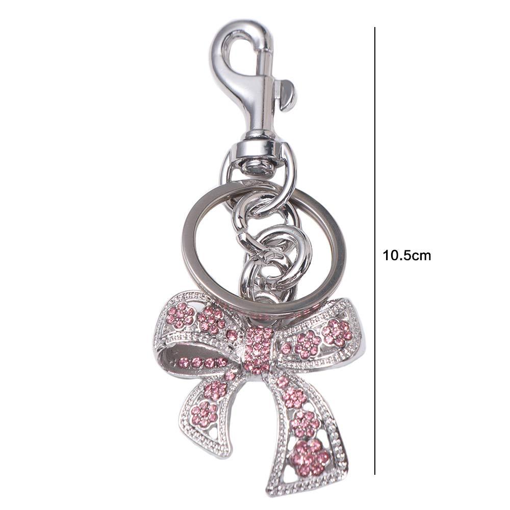 Backpack Hanging Sparkling Bow Bag Charm Zinc Zinc Alloy Bow Car Keyrings  Birthday Kids Gift