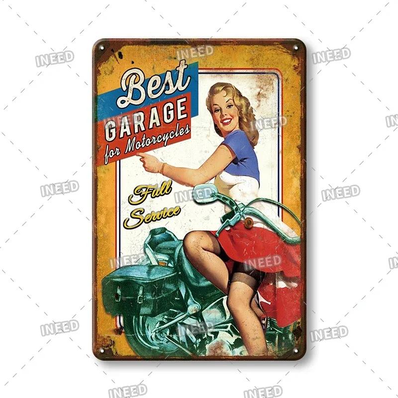 Retro Sexy Beauty Aluminum Poster - Men's Metal Plaque, Garage Cave Workshop Wall Decor