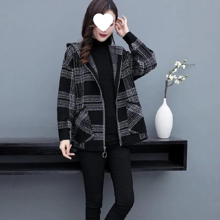 

2025 Autumn/Winter Korean Style Women s Mid-Length Plaid Jacket - Fashionable, Versatile, Trendy, Petite & Loose Fit. XL чёрный
