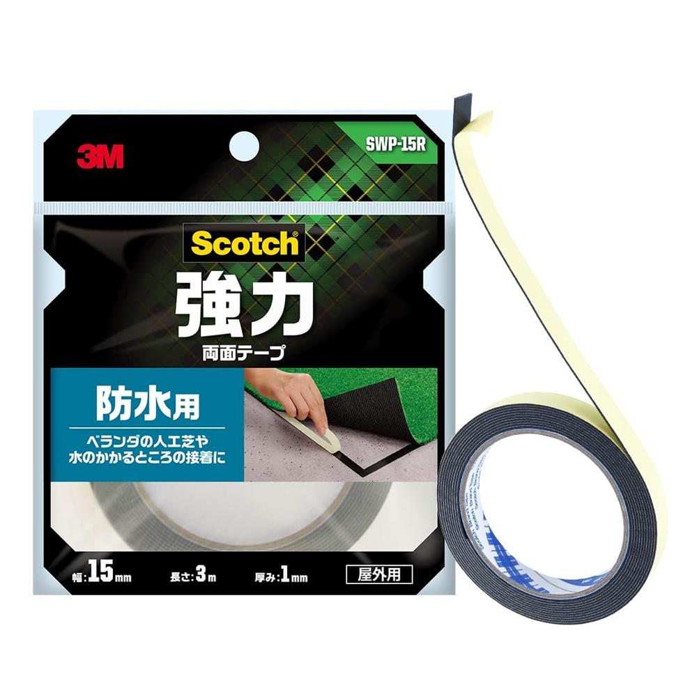 3M Scotch Strong Double-Sided Tape Waterproof Width 15mm Length SWP-15R