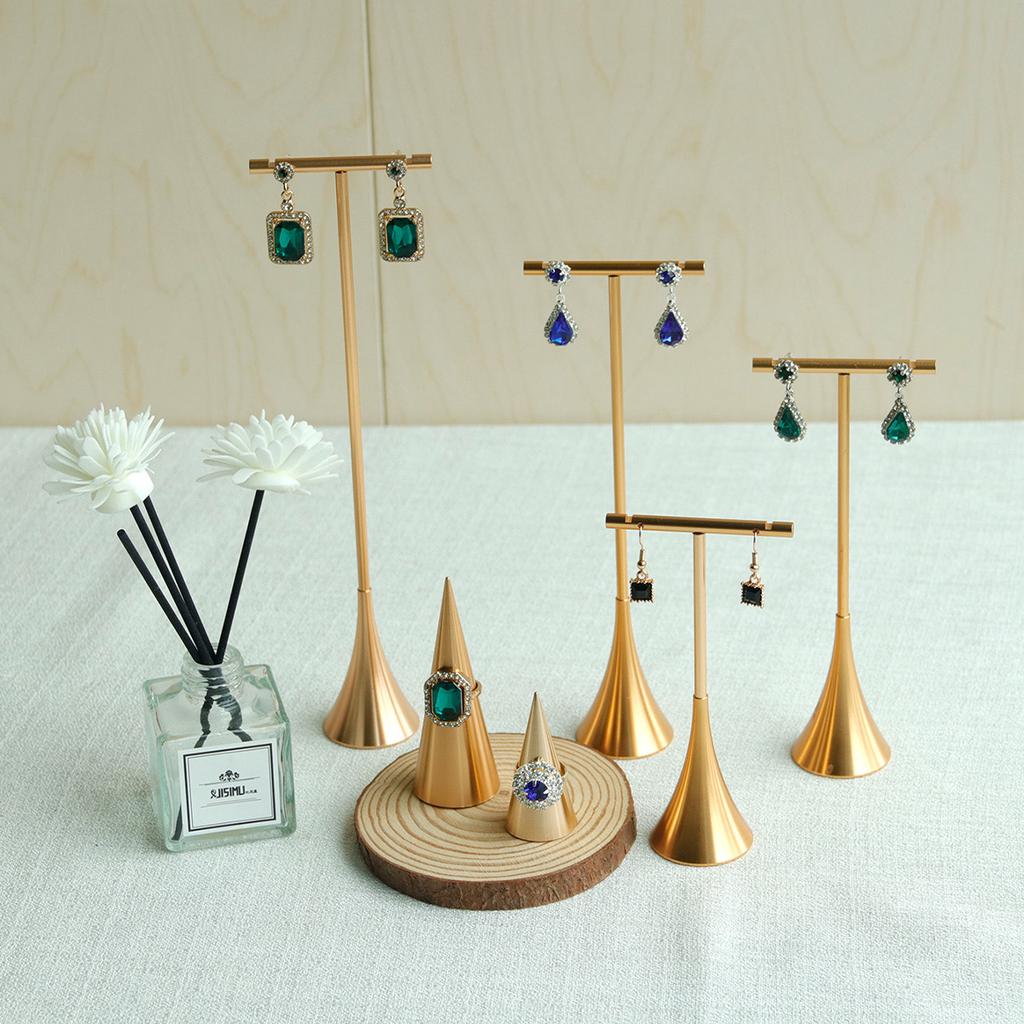 Metal Ear Jewelry T Bar Rack Ear Studs Hanging Tower Storage Shelf Cabinet Window Earring Holder Stand Display Organizer Bracket