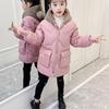 Winter Verdicken Mädchen Jacke Mode Warm Lange Parkas Kapuzenoberbekleidung Kinder