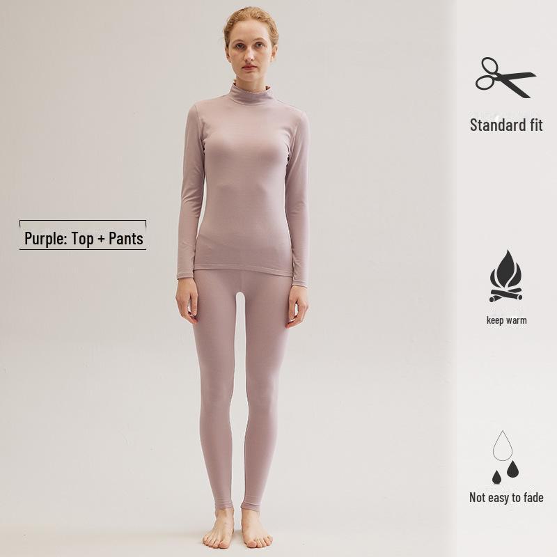 

Женский комплект из свитера и брюк из чистого хлопка со средней горловиной 2023 года — тонкий слой внутренней одежды, доступны большие размеры M