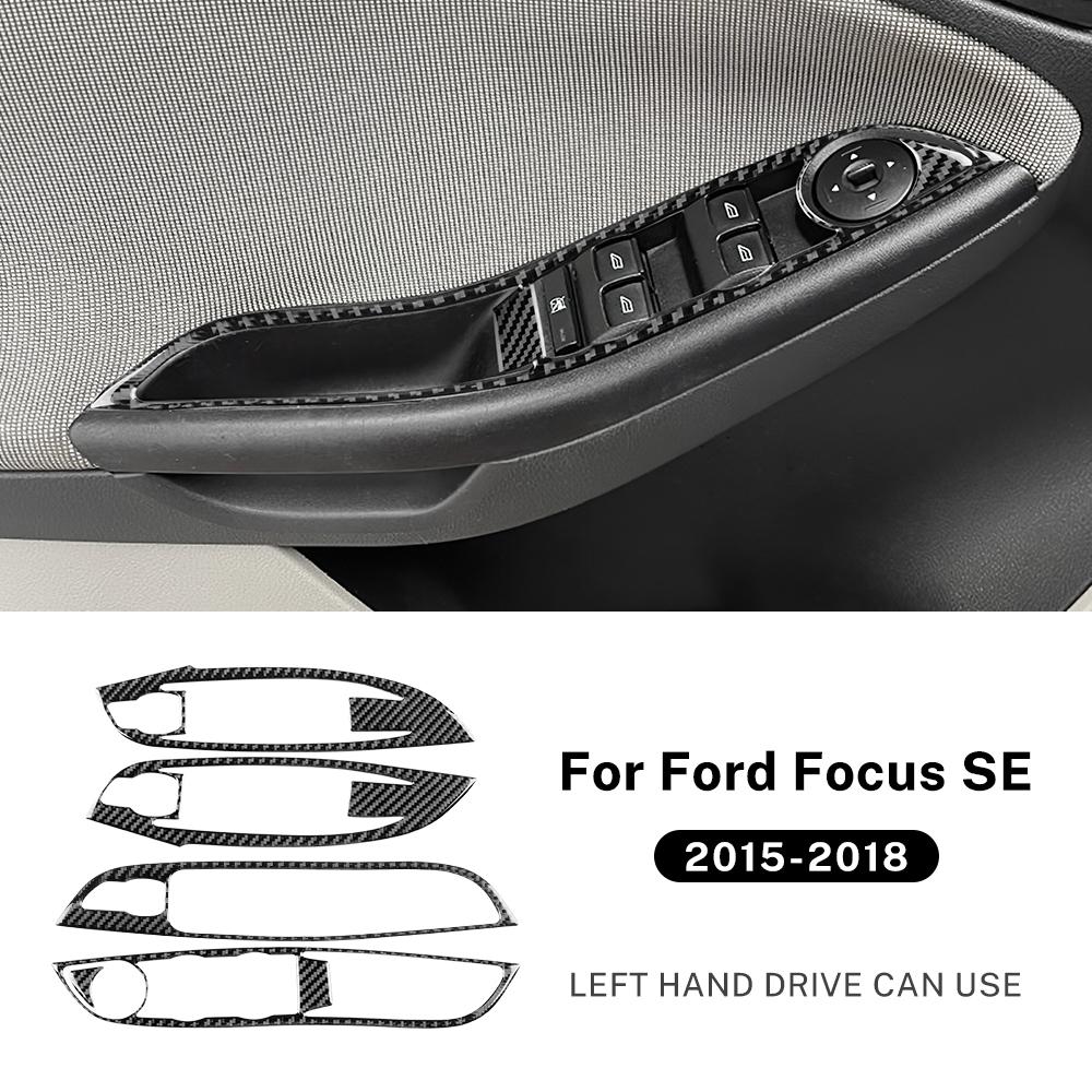 

Real Soft Carbon Fiber Sticker For Ford Focus SE RS ST Ecoboost 2012-2015 2016 2017 2018 LHD Car Window Lift Button Panel Trim
