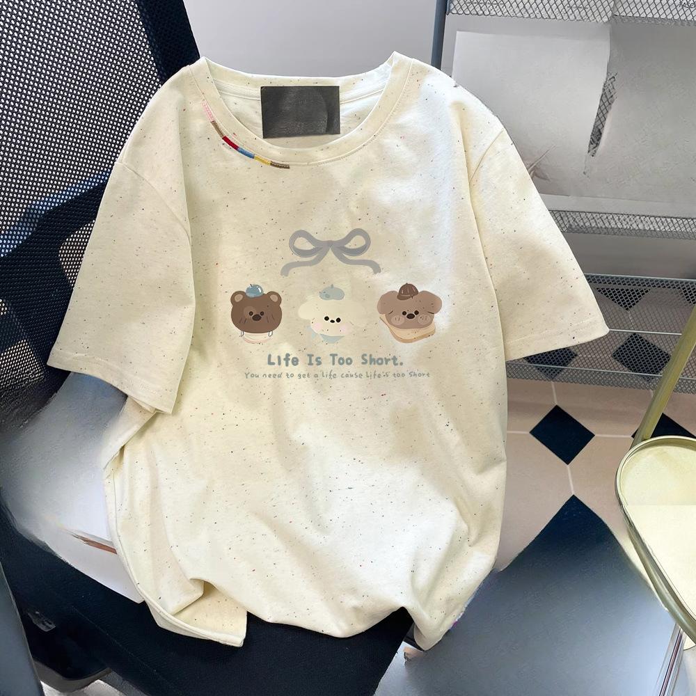 

Красочная вышивка в горошек с принтом и короткими рукавами отлично подходит для лета 4XL абрикосовый