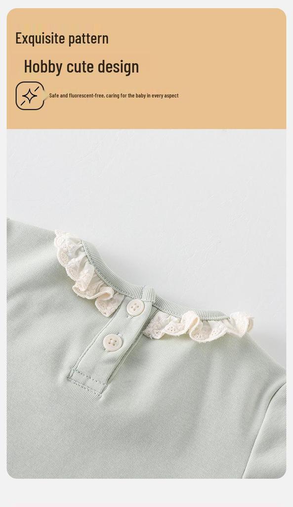 Spring 2026 Baby Girl Three-Piece Set: Flare Pants, Printed Top, and Jacket