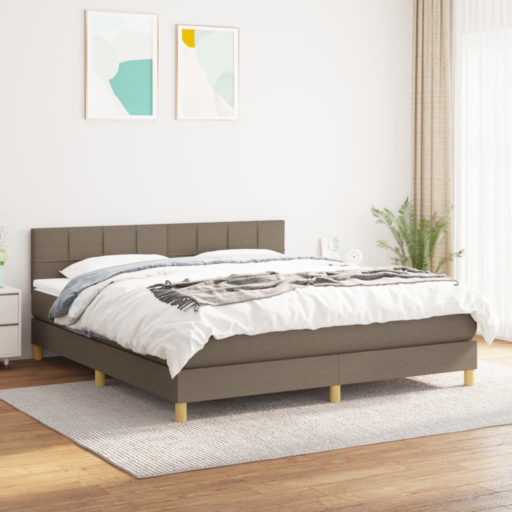 Vidaxl Łóżko Kontynentalne Z Materacem, Taupe, Tkanina, 180X200 Cm