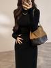 New Winter Retro Lantern Sleeve Slim Fit Half-High Collar Sweater