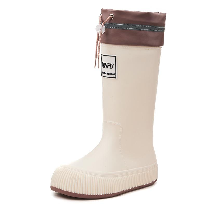 Rain Shoes Women's Tall Tube Adult Soft Fashion Water Shoes Waterproof and Non-slip Velvet Lightweight Wear-resistant Rain Boots LFY