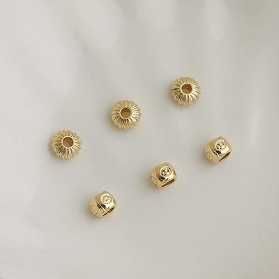 14K Gold-Filled Retention Flower Spacer Beads & Melon Pattern Saucer Beads for DIY Jewelry Necklace Braiding Cord Ending