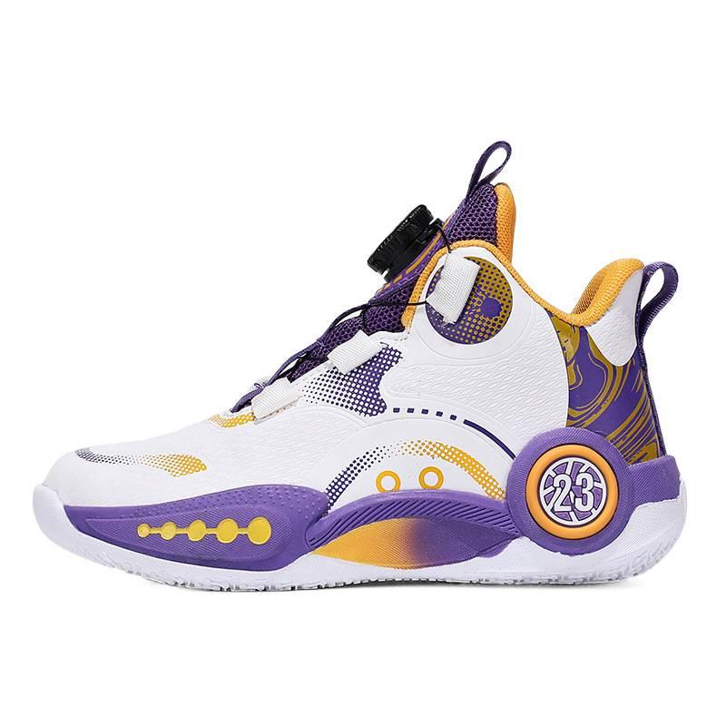Waterproof and resistant children's basketball shoes boys 2025 new rotating mouth sneakers actual game basketball shoes friction sound