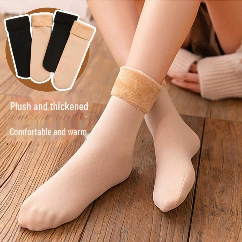 "Thick Warm Snow Socks for Girls - Mid-Tube Plus Velvet Postpartum Pile Floor Socks"