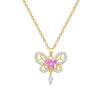 Titanium Steel, Empty Butterfly Tassel Light Luxury Temperament Gorgeous Full Diamond Necklace Women'S Versatile Collarbone Chain Titanium Steel Chain