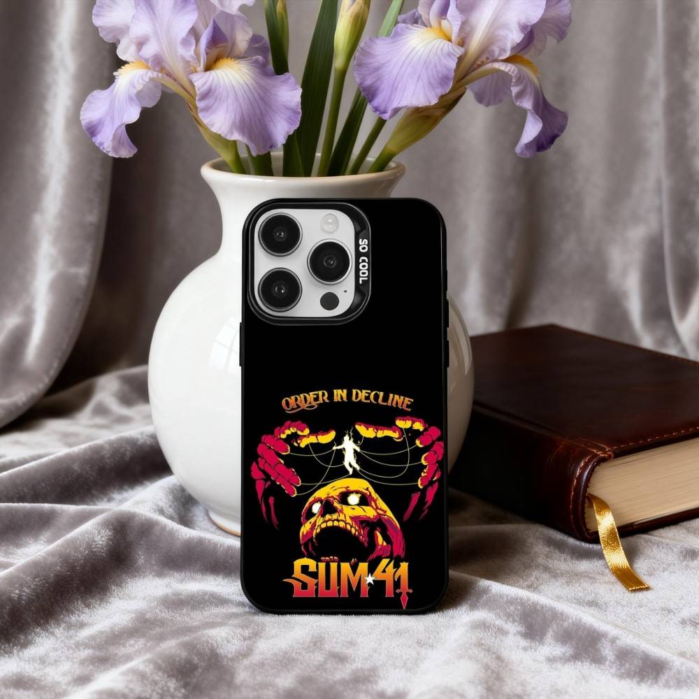 Hard-rock S-Sum 41 Band Phone Case For iPhone17,16,15,14,13,12,11 Plus,Pro Max Black Candy Silver Phone Case