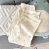 Women's Sweet Summer Pajama Set: Girly Gauze Short-Sleeve Top, Long Pants & Outerwear