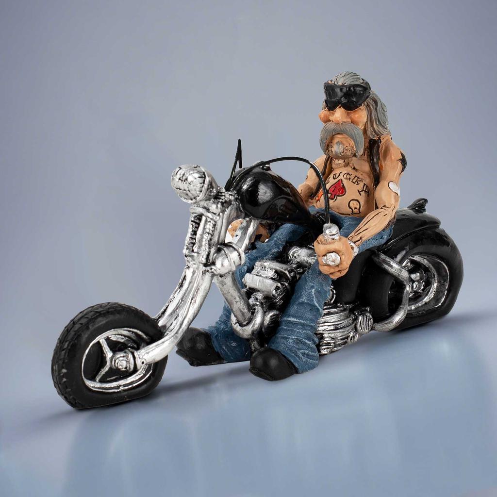 Lustige Biker-Harzfigurine, Motorradfahrer-Heimdekorationsstatue, Retro-Regalornament, Schreibtisch-Tischplatten-Dekoration für Männer