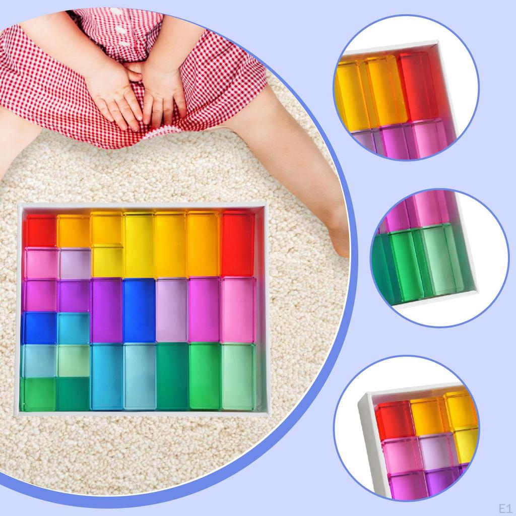 Rainbow Building Blocks Set Stacking Sensory Learning Toy Colorful Training Educational