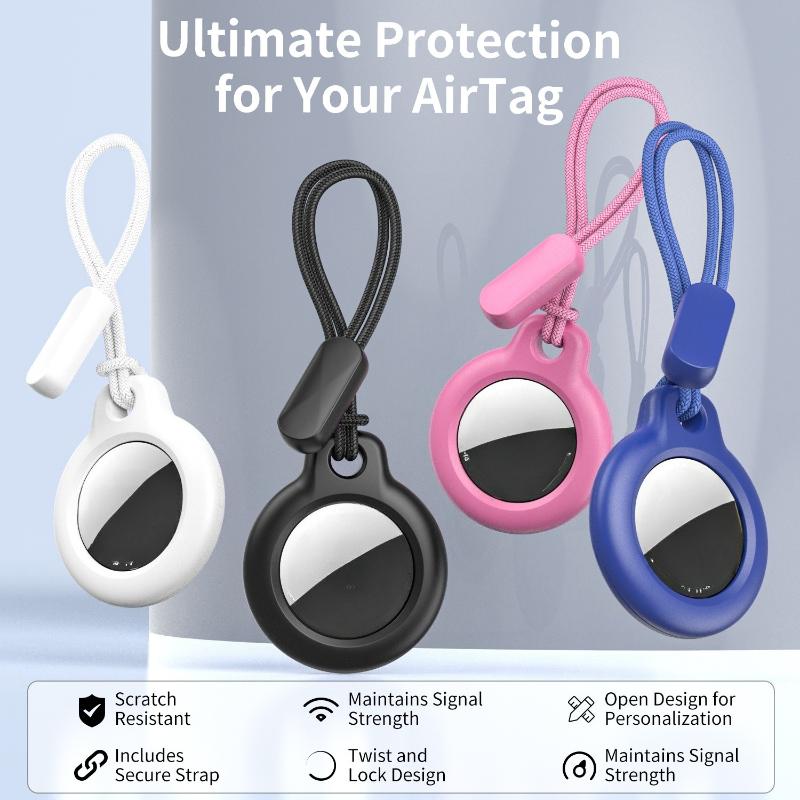 2Pcs Case For Apple Airtags Locator with Strap Protective Cover Anti-Lost Keychain Case for Airtag Holder Tracker Keys Bags Luggage