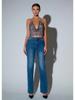 European & American Fashion Rhinestone Chain Strap Deep V Backless Crop Top