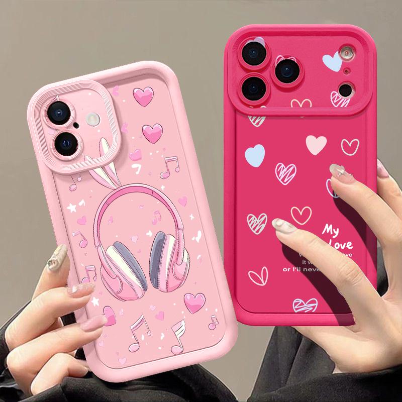 Shockproof Phone Case For iPhone 17 Pro Max Case iPhone 16 15 14 13 Pro Max 11 17e 16e Love Hearts Print Soft Silicone Bumper Cover