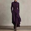 Women's Spring/Autumn High Neck Long Sleeve Solid Color Cross Dress, EU Size 2025.