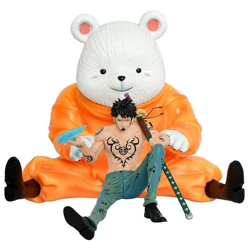 Anime One Piece Sitting Posture Trafalgar Law Bepo Figure Pvc Action Cute Figures Model Collection Decoration Toys Gift