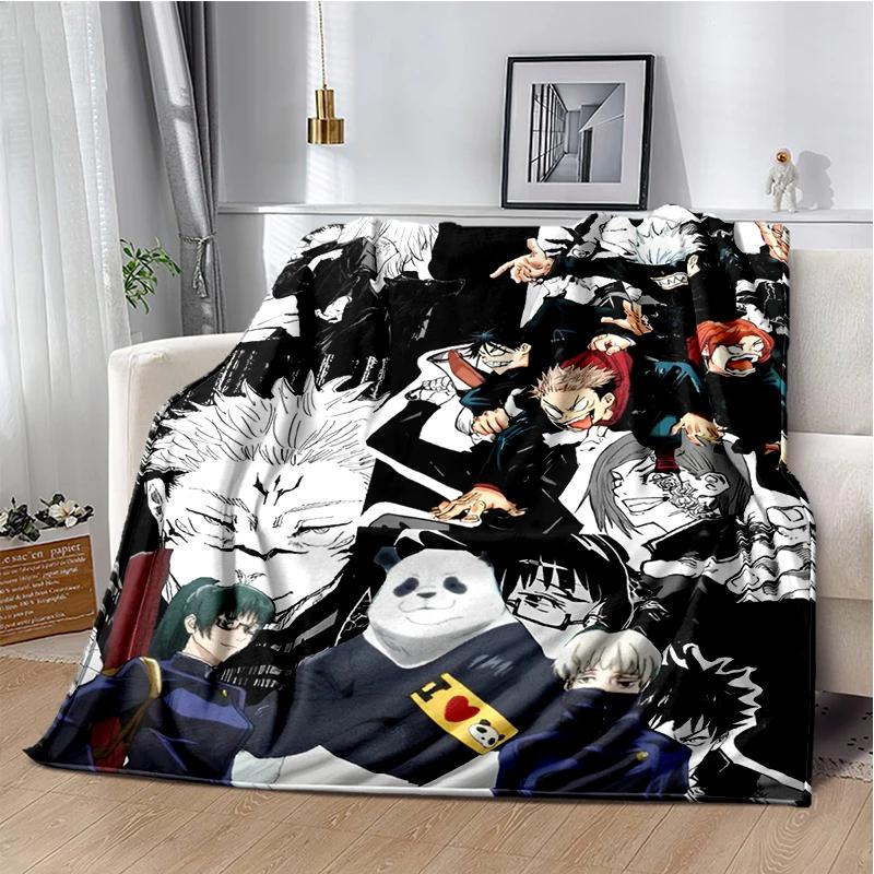 Cartoon Anime Jujutsu Kaisen Throws Blanket Kid Super Soft Blankt for Travel Couch Sofa Picnic Bed Flannel Blanket Birthday Gift