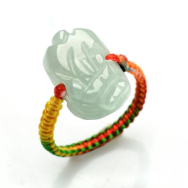 

Handwoven A-Grade Jade Pixiu Ring for Men and Women