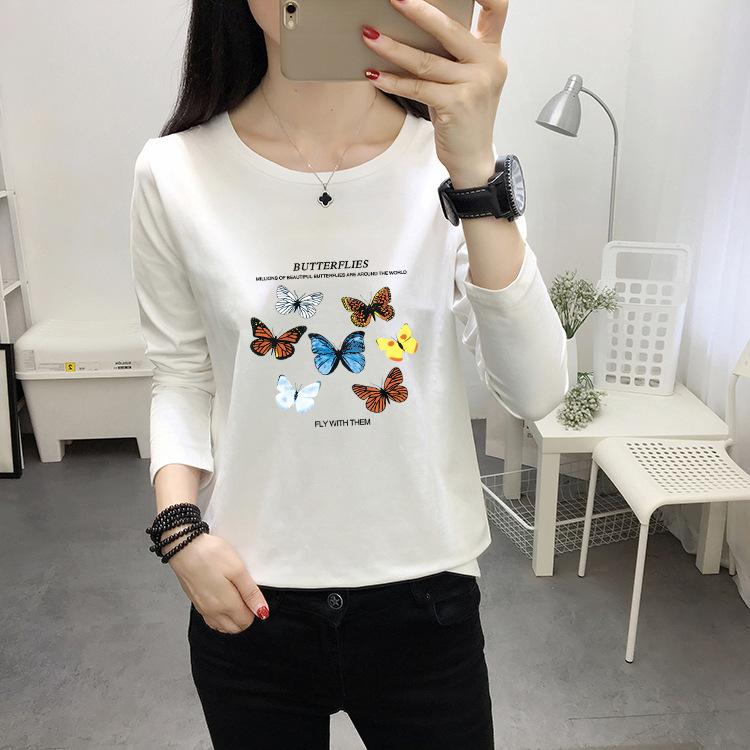 Women Crew Neck Long Sleeve T‑Shirt Loose Large Size Animal Print Pullover Casual Fall Base Top